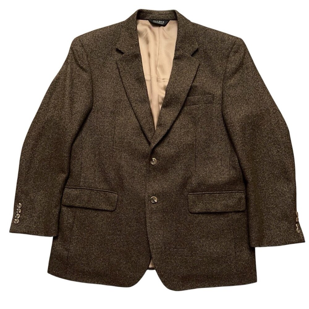 Jos. A. Bank Blazer Jacket Mens Size 43R Lambs Wool Cashmere Tweed Brown
